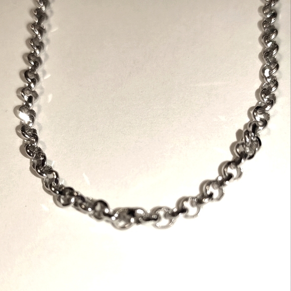 Heavy Long Solid 14K White Gold Chain - Picture 4 of 14